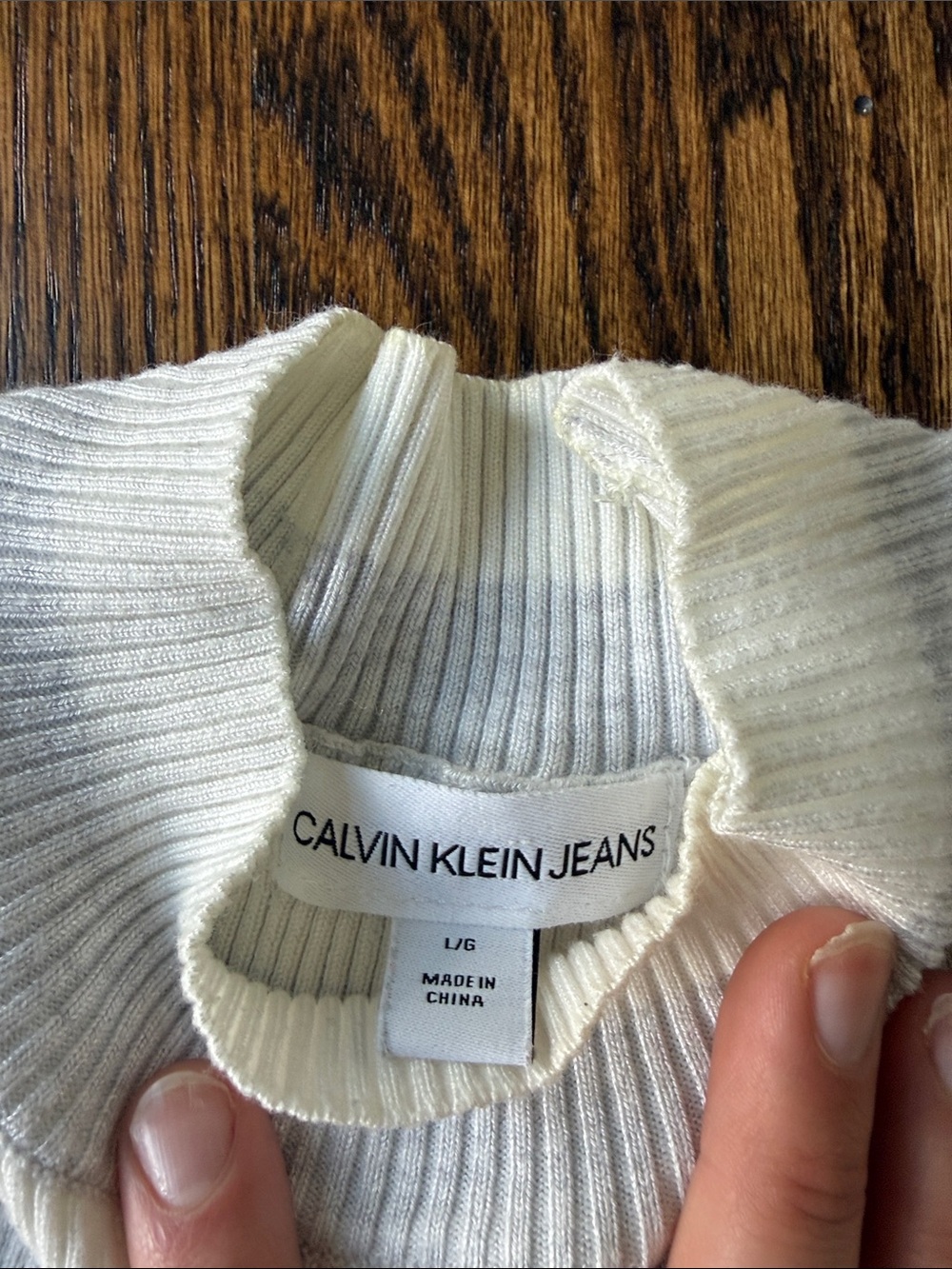 Calvin Klein Jeans Ivory Ribbed Sleeveless Mock Neck Top - Picture 2 of 3
